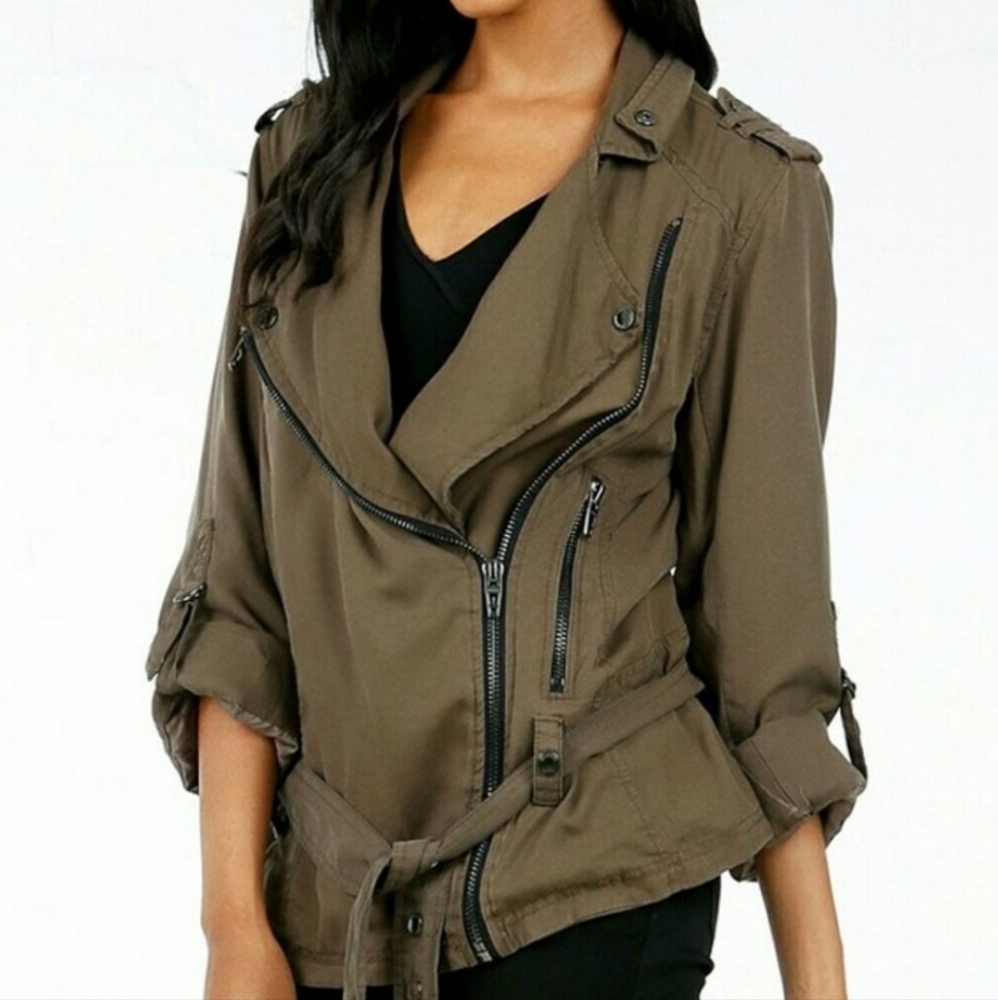 Blank NYC Olive Green Moto Utility Jacket
